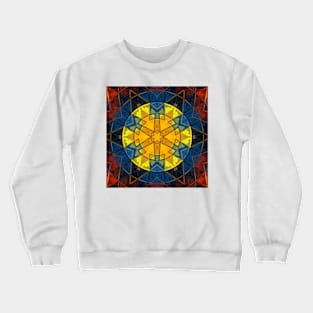 Mosaic Mandala Flower Yellow Blue and Red Crewneck Sweatshirt